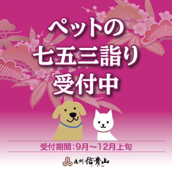 ペットの七五三詣り受付中 受付期間：9月〜12月上旬